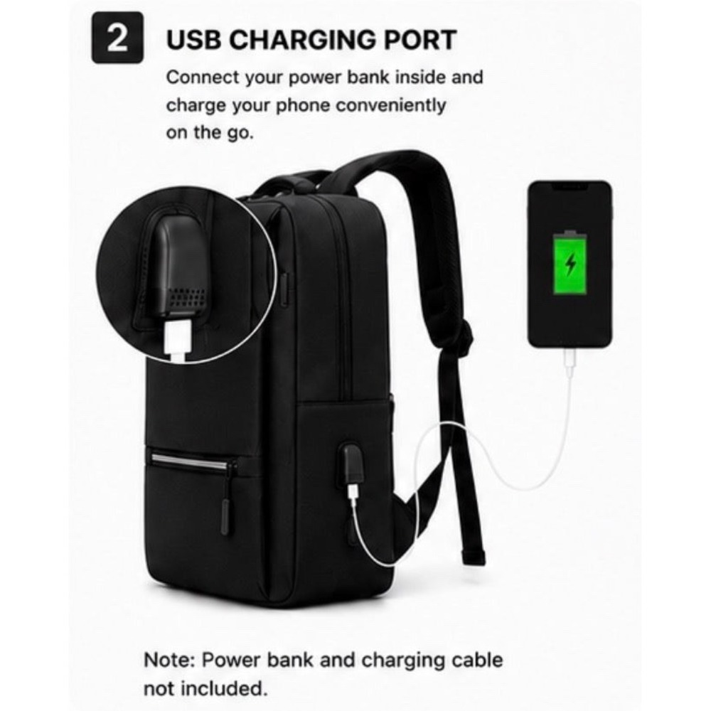 Laptop Backpack with USB Charging - Picture 3 of 5